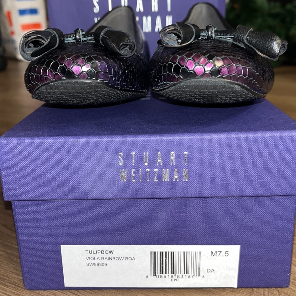 NEW IN THE BOX Stuart Weitzman TULIPBOW Viola rainbow BOA ballet flats size 7.5 - Picture 5 of 6